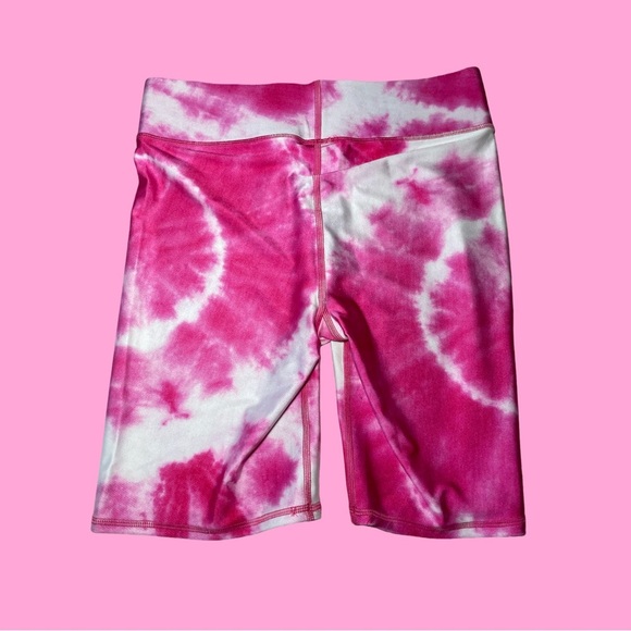 NWOT TEREZ Pink & White Tie Dye Work Out Shorts | Size: L - Picture 2 of 3